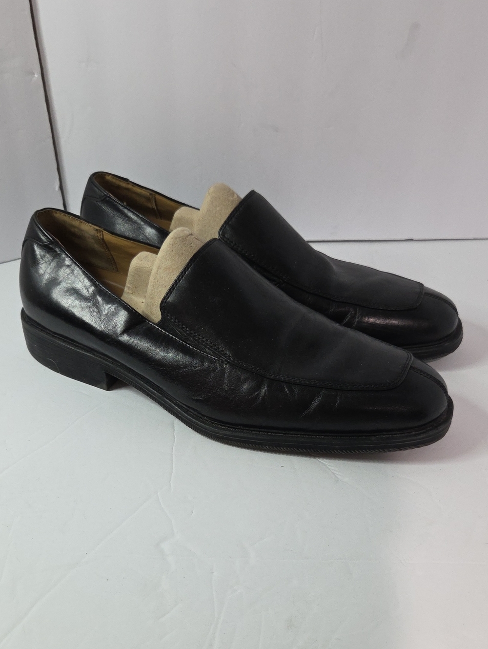 Hunters Bay Men's Black Leather Slip-On Loafers Size 12